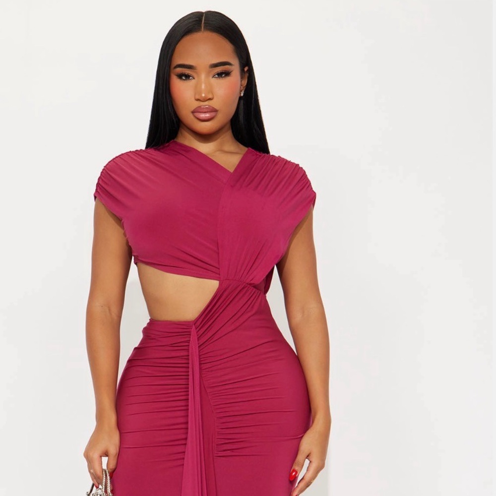 Fashion Nova One Shoulder Magenta Dress